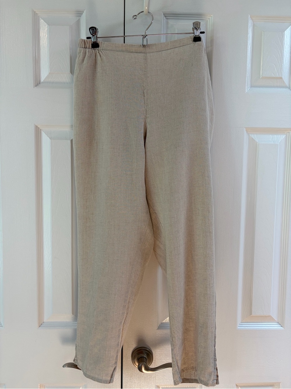 Flax Oatmeal Linen Pull On Elastic Waist Pants Size S